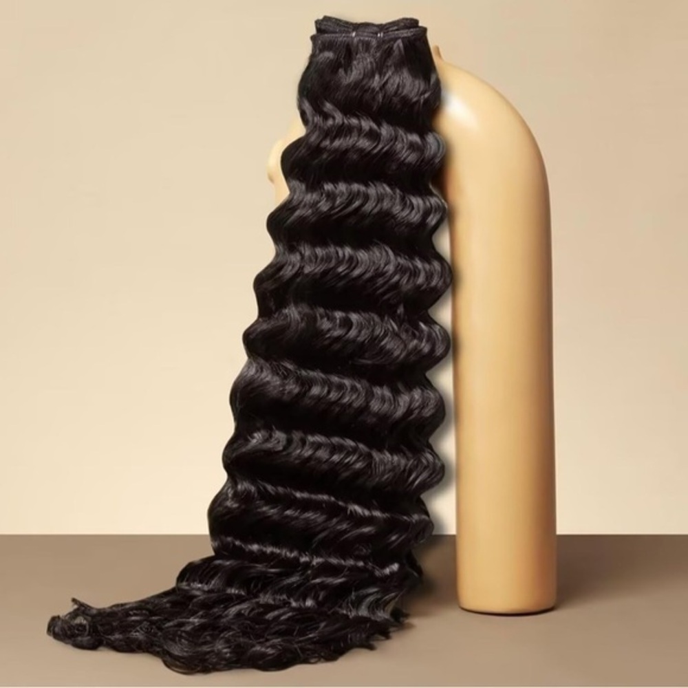 20”‎ Natural Black Deep Wave Sew In Weft 100% Human Hair 100g #QD1